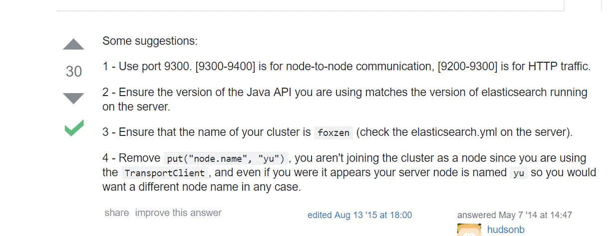 springboot 整合 es 中出现 nested exception is NoNodeAvailableExc - 链滴