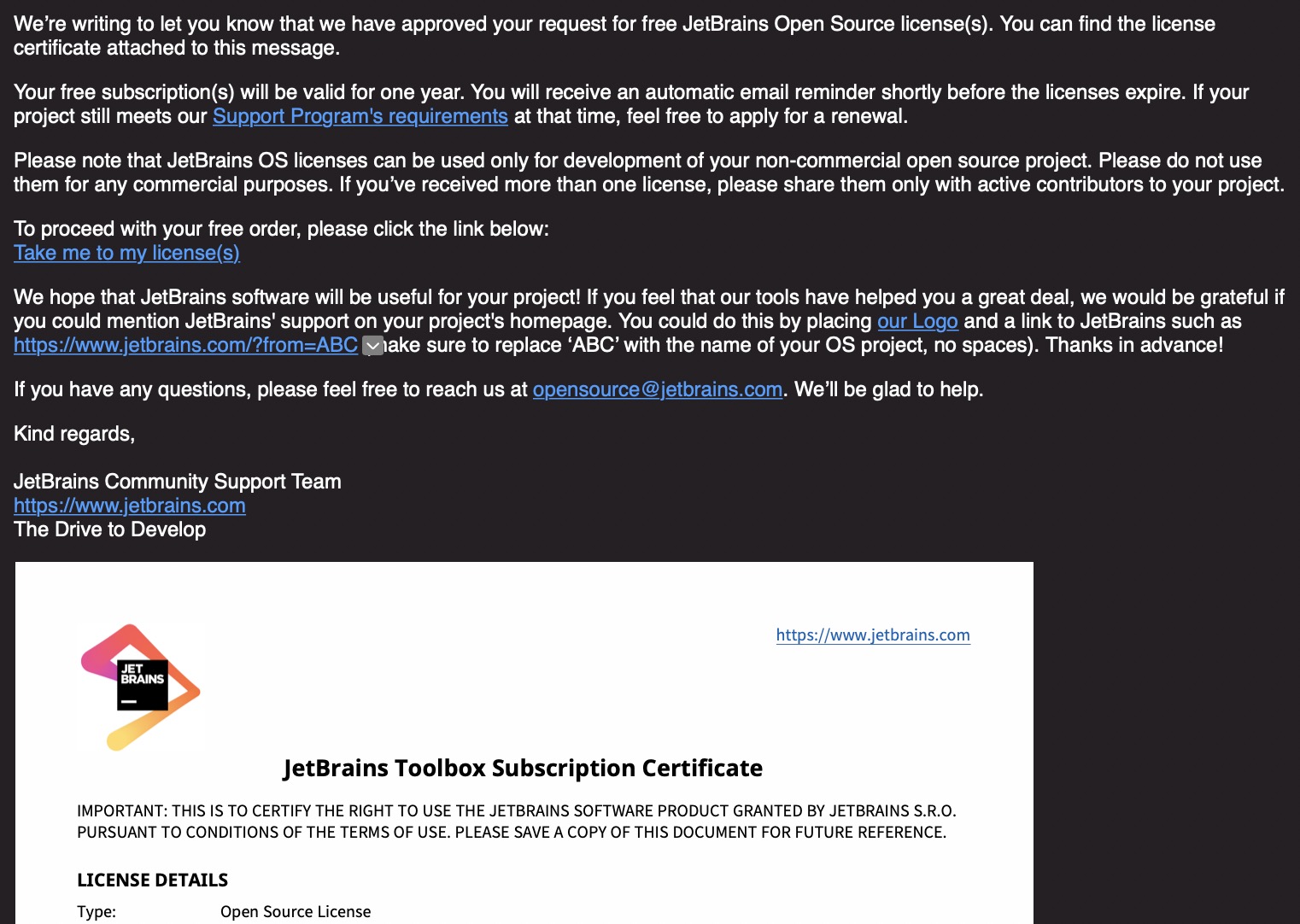 jetbrains-license