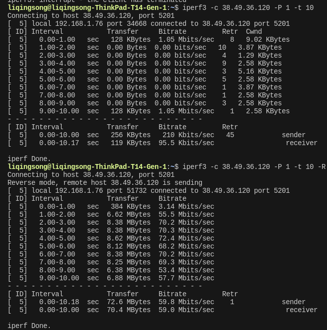iperf3 测试真是带宽