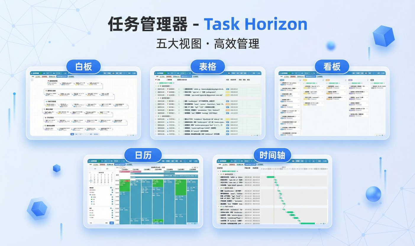 任务管理器插件 V1.5 发布：支持白板视图，附时间轴、看板、日历、表格 视图使用介绍 - 链滴