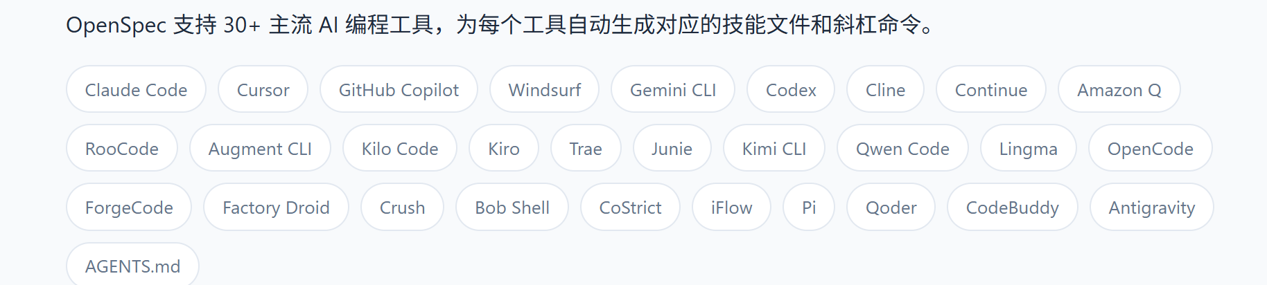 支持的 AI 工具